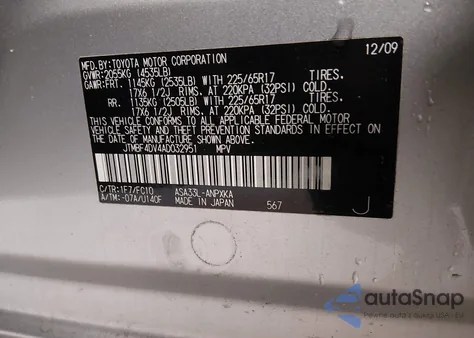 2010 Toyota Rav4 z USA, uszkodzony, nr VIN JTMBF4DV4AD032951
